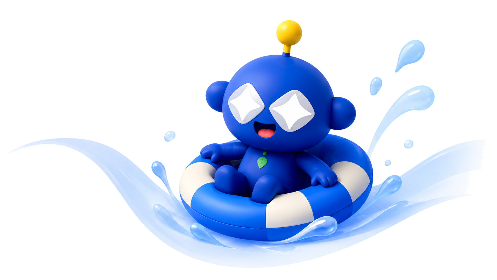 Tideloo mascot floating on a ring